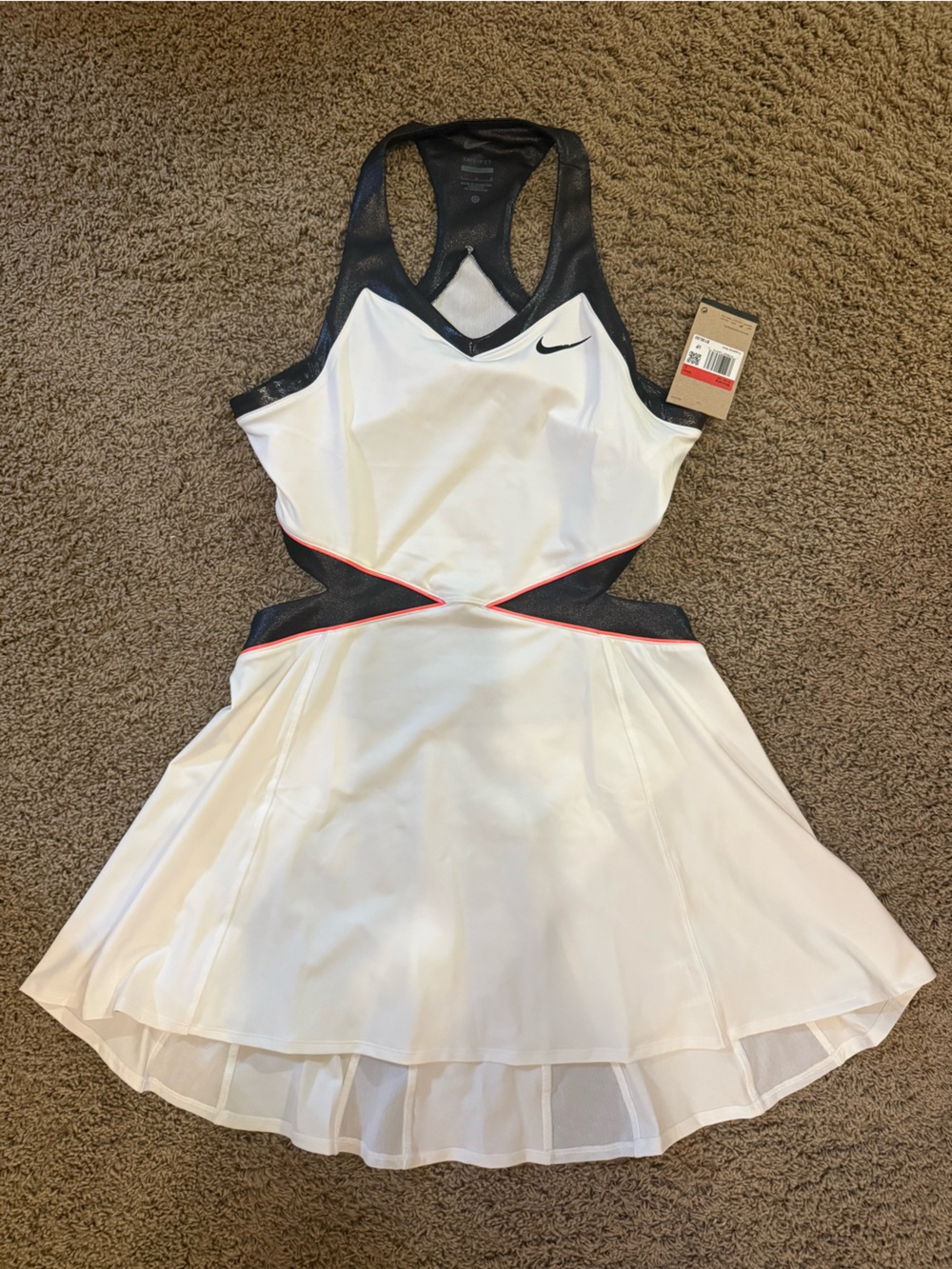Rare Nike US Open Court Slam Dri-fit Tennis Dress Women’s Size L White/Punch NEW